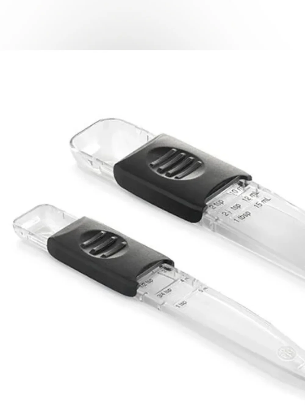 Pampered Chef Clear and Black Adjustable Measuring Spoons - Picture 2 of 2